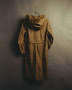 “Yves Saint Laurent” 80’s-90’s Raccoon fur trimmed hooded cotton long coat