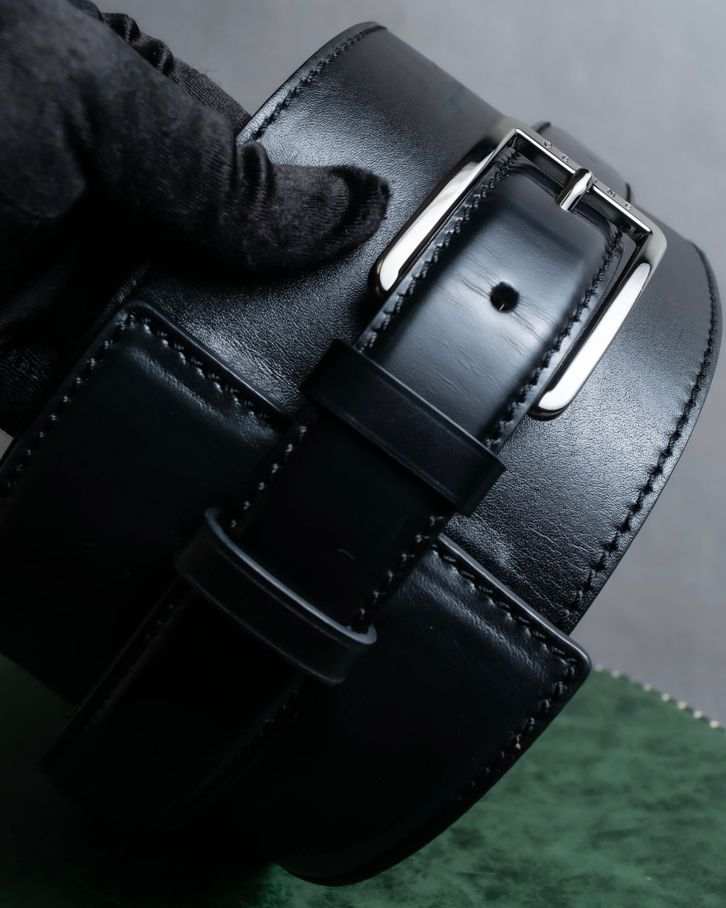 "CELINE" Double buckle belt leather corset belt