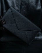 “PRADA” Letter-shaped gold-lined leather document case