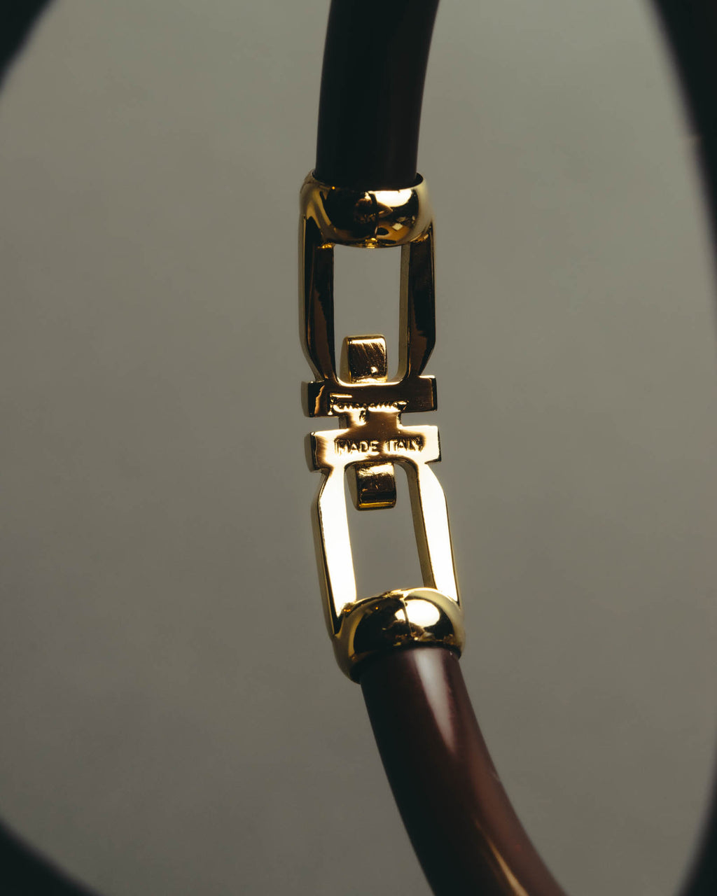“Salvatore Ferragamo” 90’s-10’s Dark brown double Gancini bangle