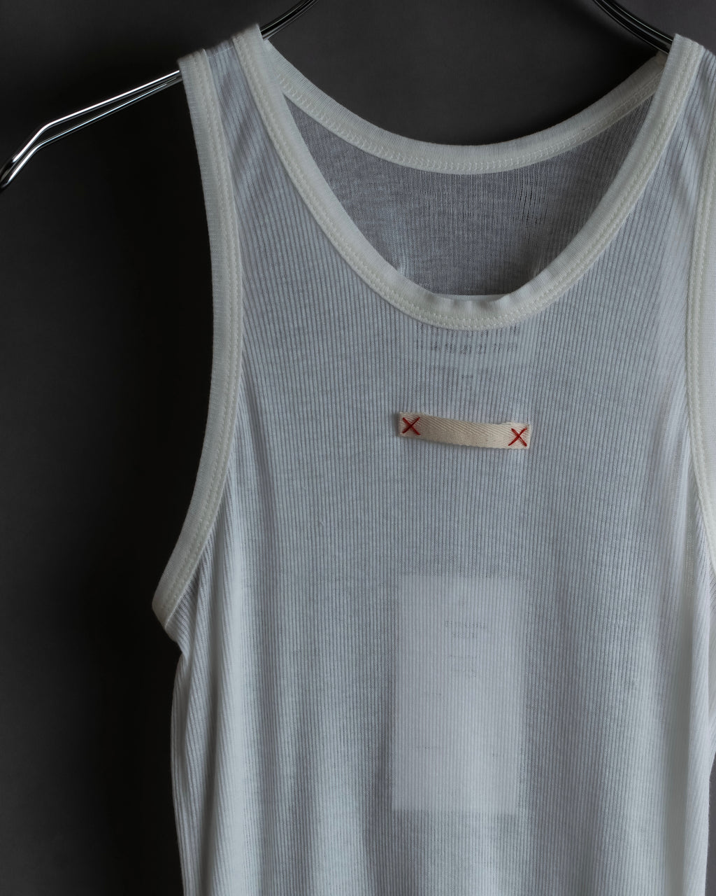 "MAISON MARGIELA" Stitch design net sheer tank top