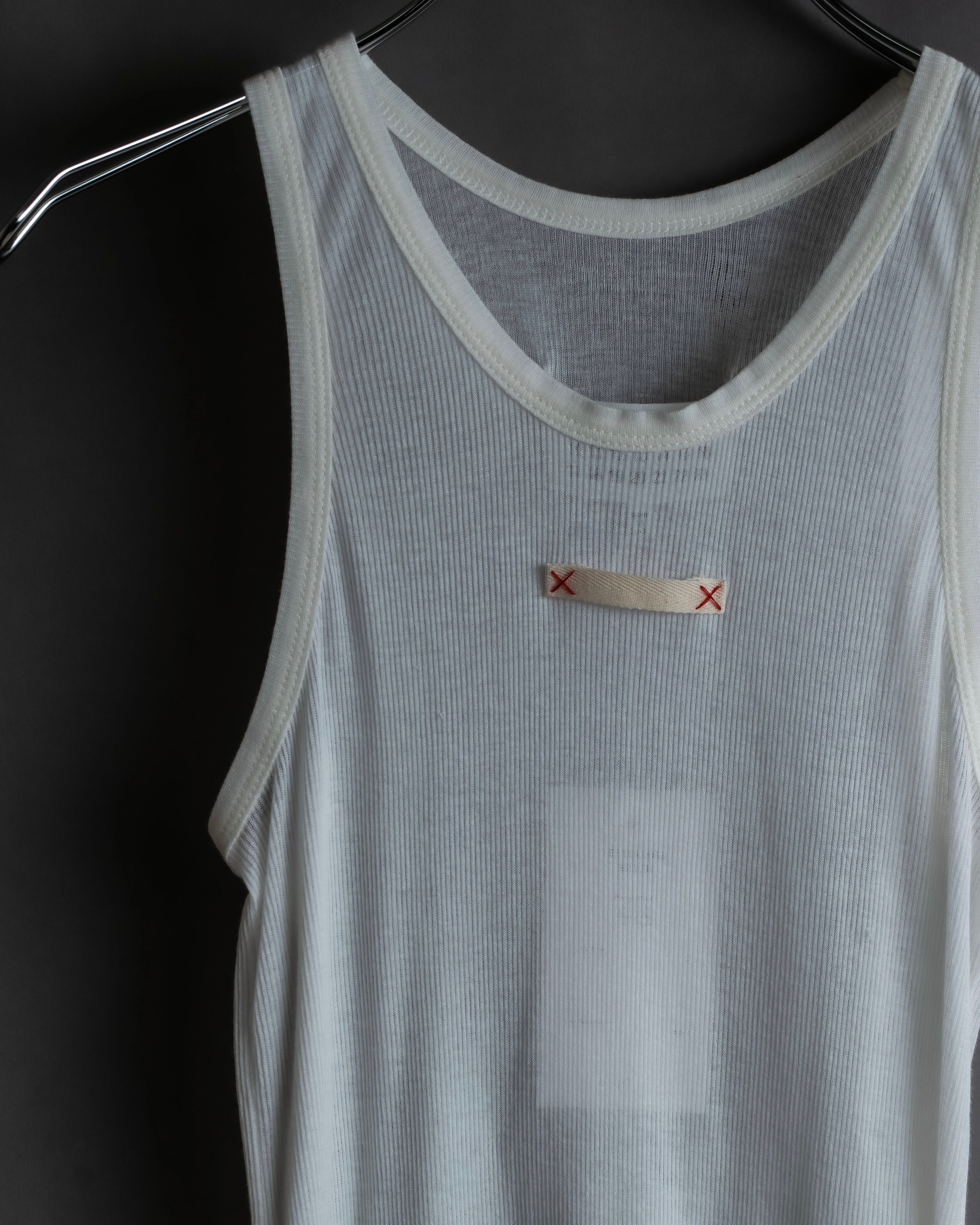 "MAISON MARGIELA" Stitch design net sheer tank top