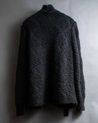 "YVES SAINT LAURENT" Ribbon design stand collar low gauge cardigan