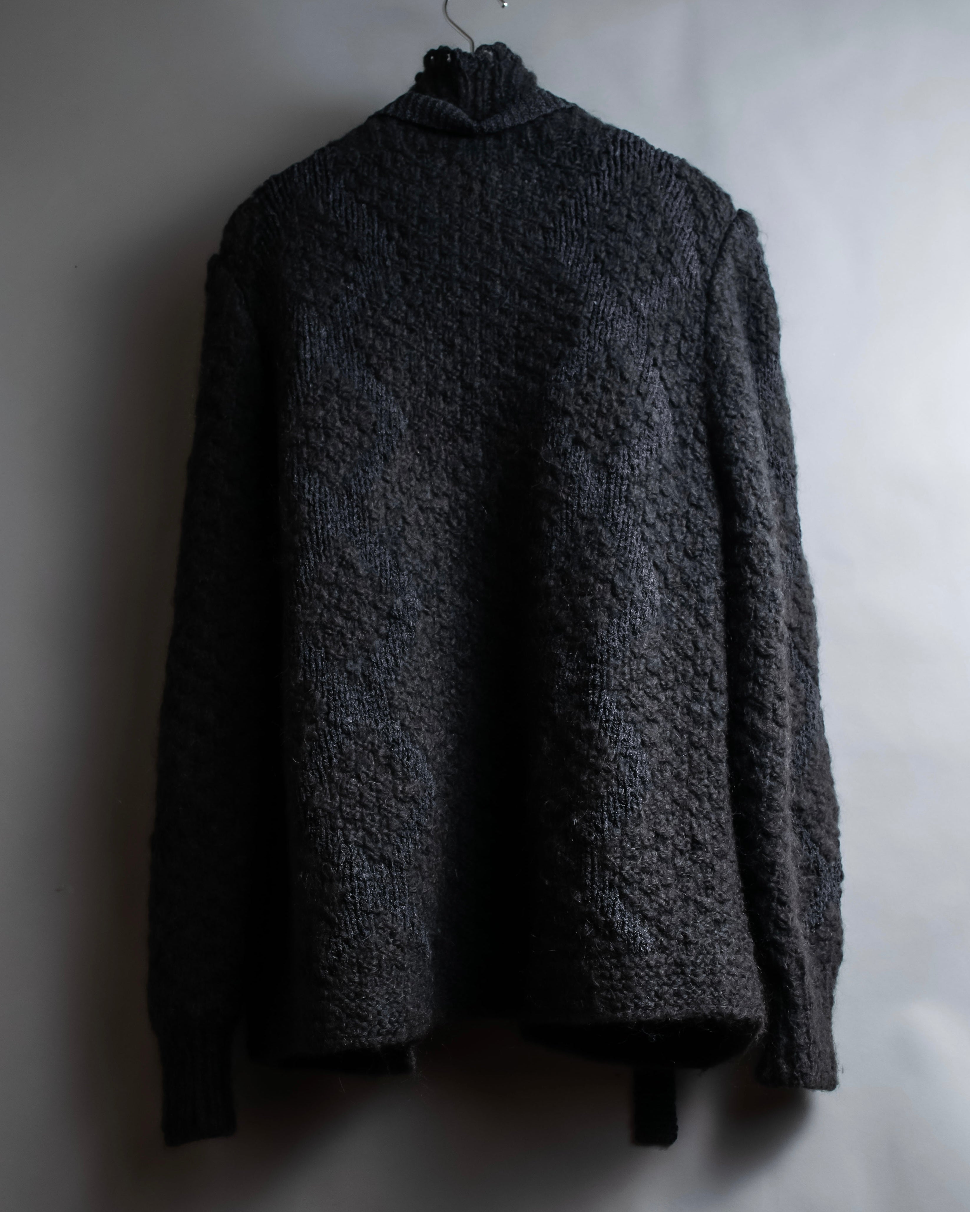 "YVES SAINT LAURENT" Ribbon design stand collar low gauge cardigan