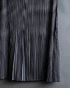 "PLEATS PLEASE ISSEY MIYAKE"
Gingham check sheer combination pleated skirt
