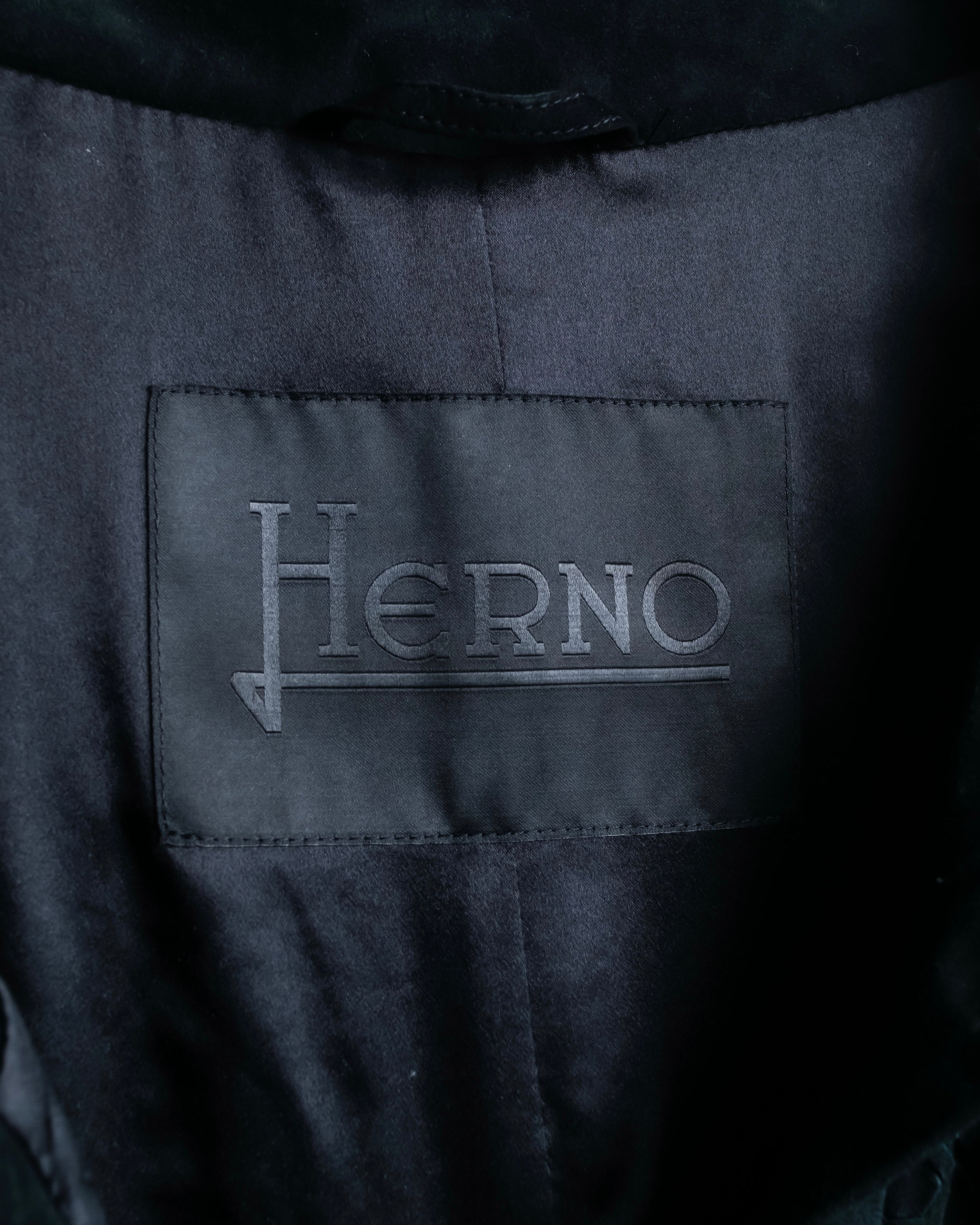 "HERNO" Laser cutwork design structured black dress