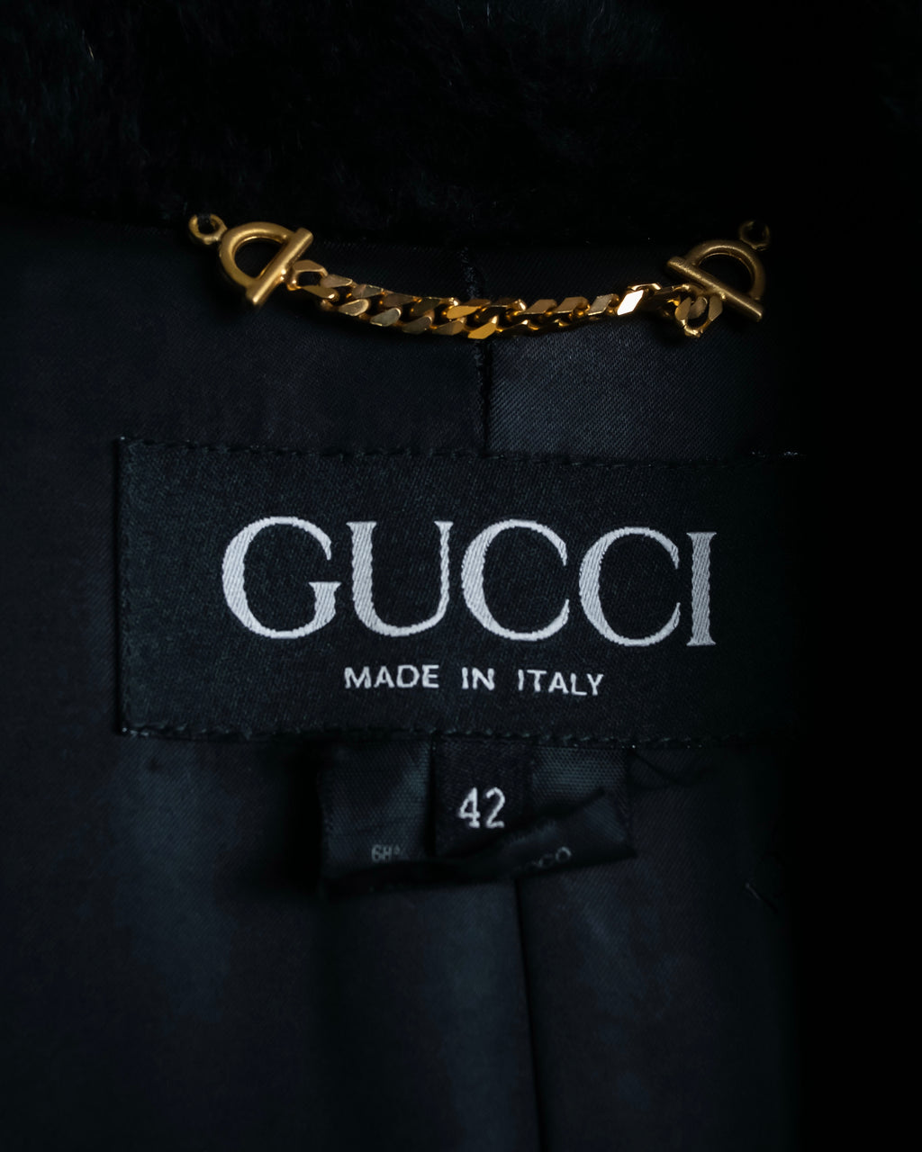 "GUCCI" 80's Gold button design brushed wool long chester coat