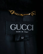 "GUCCI" 80's Gold button design brushed wool long chester coat