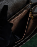 -SPECIAL- "GUCCI"  1980-1986's Inherited model grained leather bamboo bag