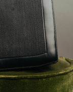 -SPECIAL- “HERMÈS” 80’s-90’s Camargue black leather and canvas shoulder bag