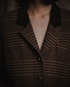 "CELINE" Late 80s–Early 90s velvet-collar woven jacket