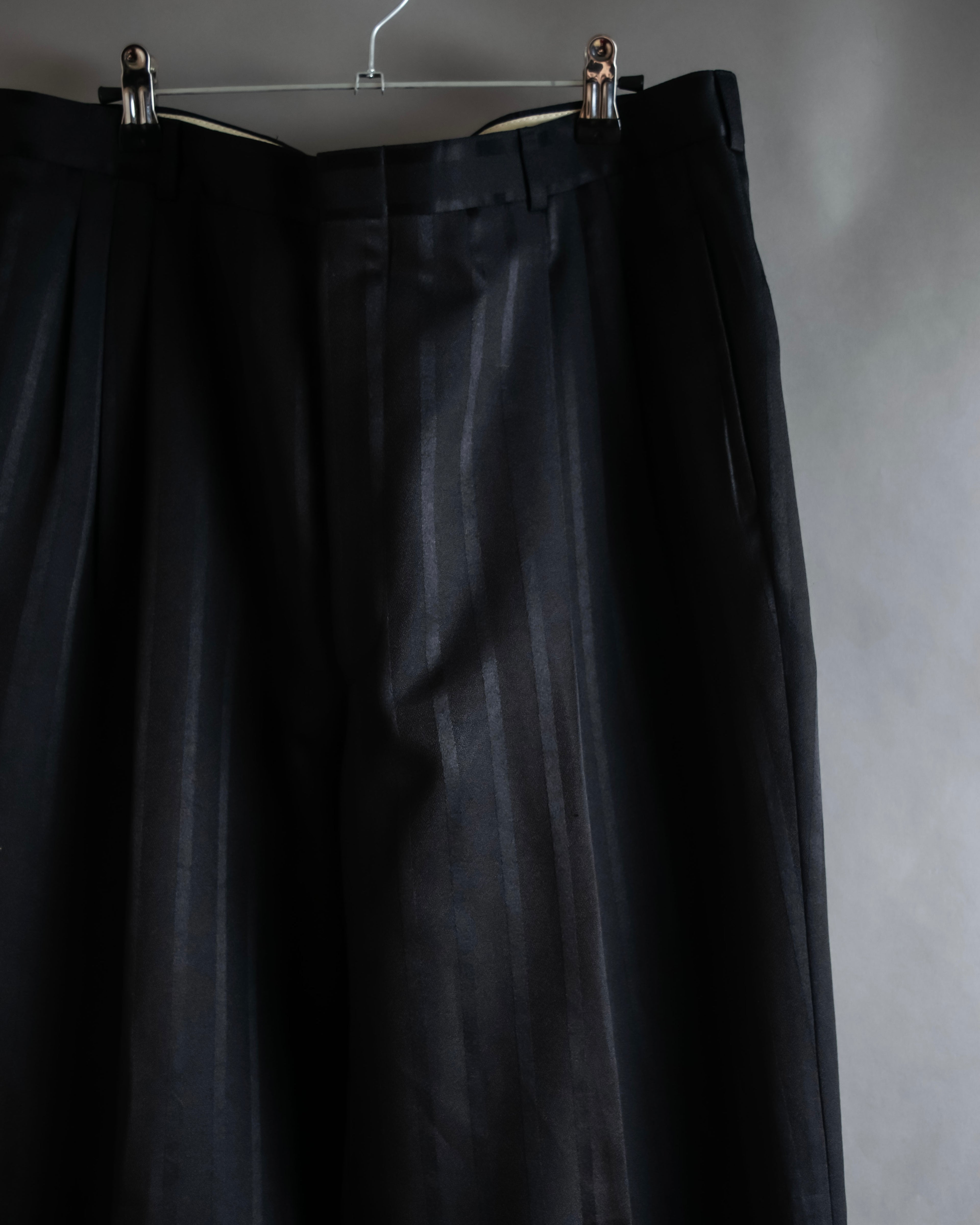 "Vintage subtle gloss striped wide slacks"