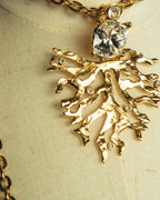 -SPECIAL- "Yves Saint Laurent" 90's-00's Sculptural coral motif crystal pendant necklace