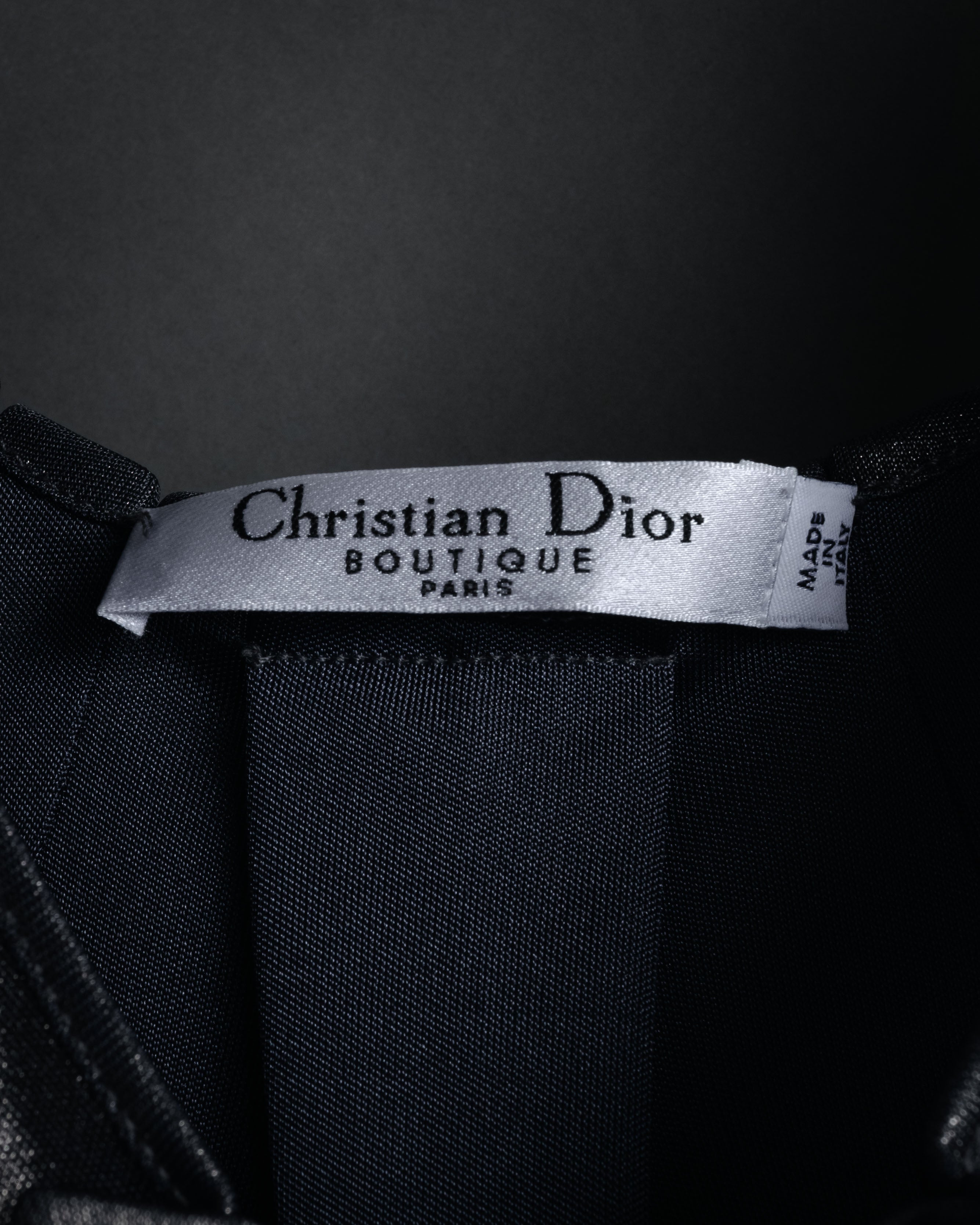 “Christian Dior” 2000’s Metallic draped cap sleeve top