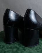 "GUCCI" Metal plate design leather heel pumps