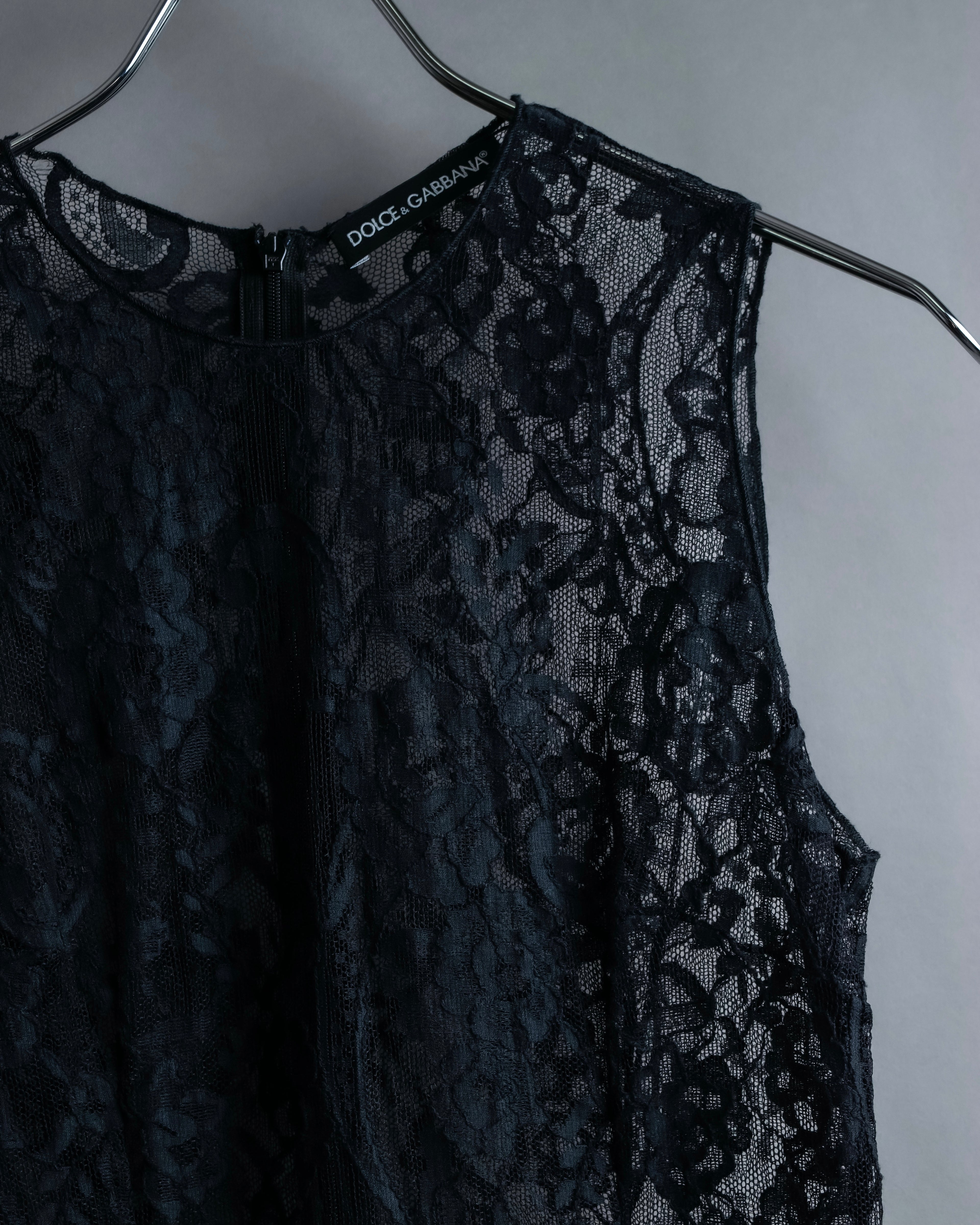 "D&amp;G" Botanical pattern lace shift dress