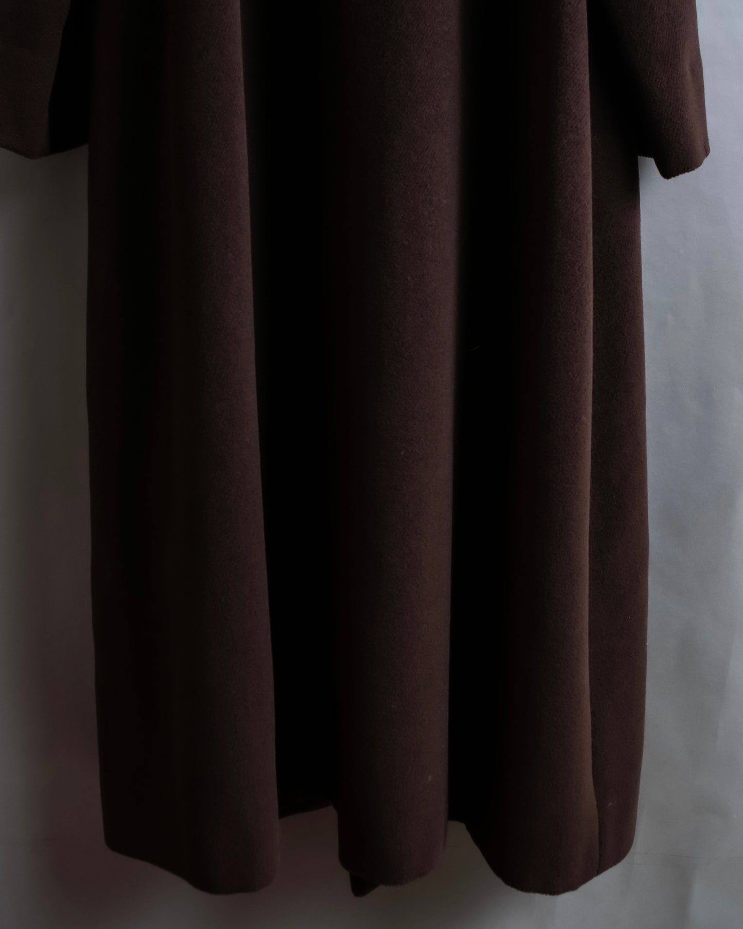 "BURBERRYS" Fly front deep brown soutien collar super long coat