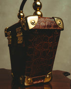 –SPECIAL– "GABBRIELLI FIRENZE" 70's-80's Sculptural structured leather handbag