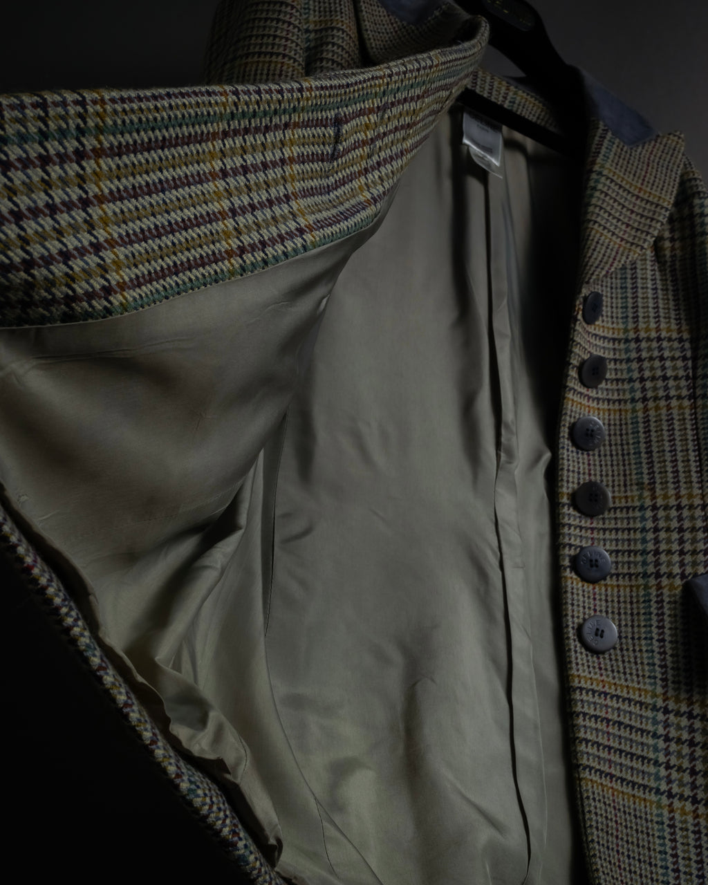 "CELINE" 90’s–00’s checked velvet collar coat