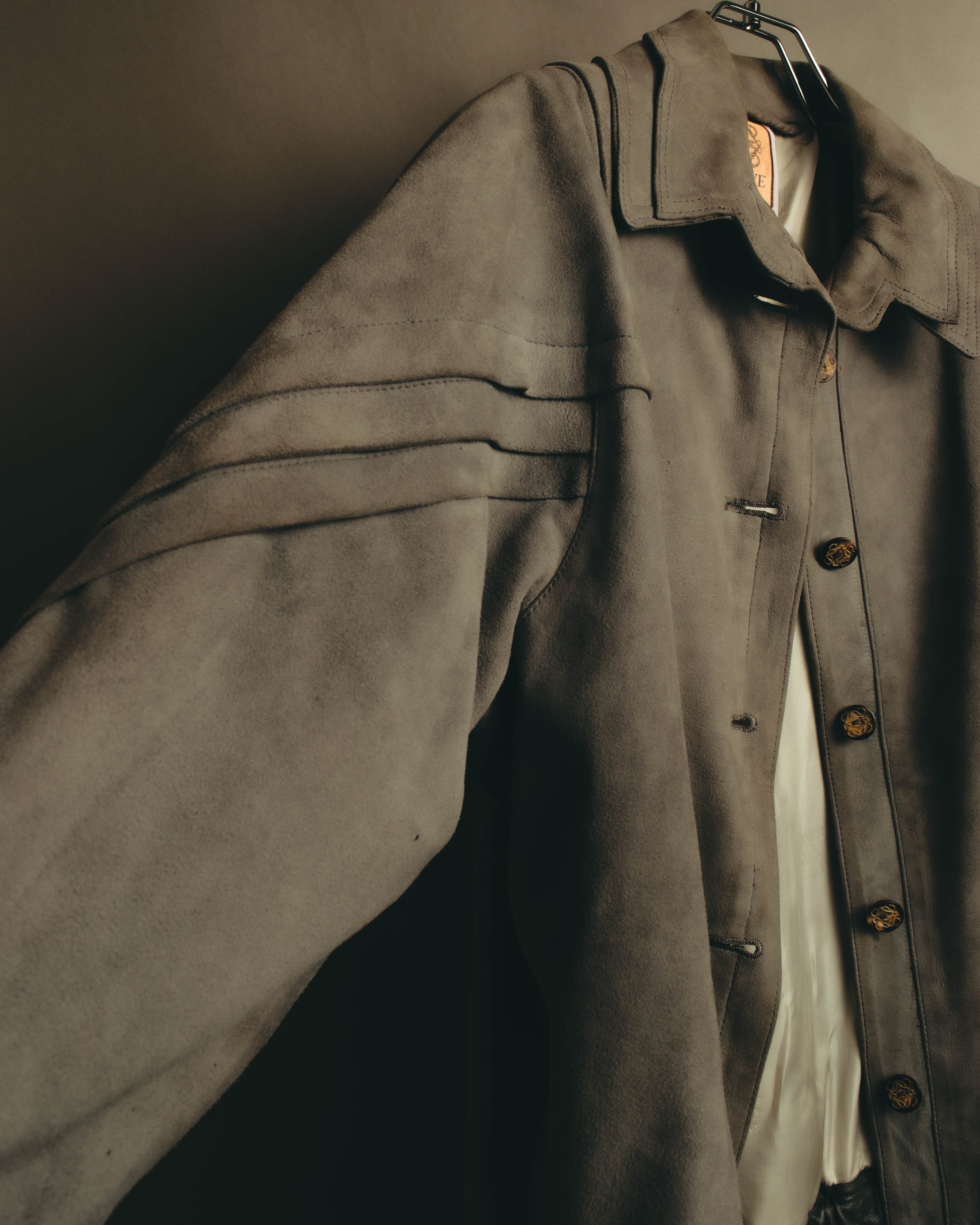 -SPECIAL- “LOEWE” 80’s-early 90’s Taupe suede leather blouson jacket