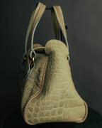 "GIORGIO ARMANI" 00's Crocodile-embossed leather tassel handbag