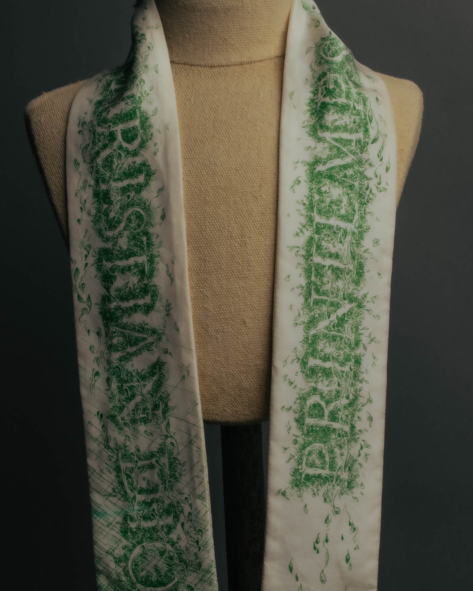 "DIOR" Green printed silk mitzah scarf