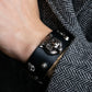 "GUCCI" Cat head motif stud design leather bracelet