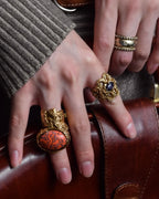 "CHANEL" 90's Baroque carving design gold ring