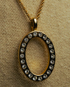 "Christian Dior" 80's-00's Rhinestone oval pendant necklace
