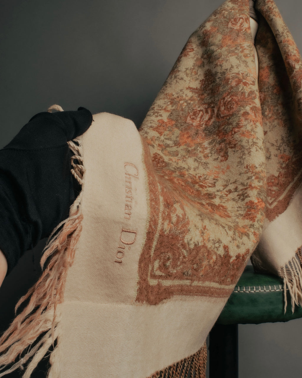 “Christian Dior“ 80’s-90’s Floral jacquard fringed stole