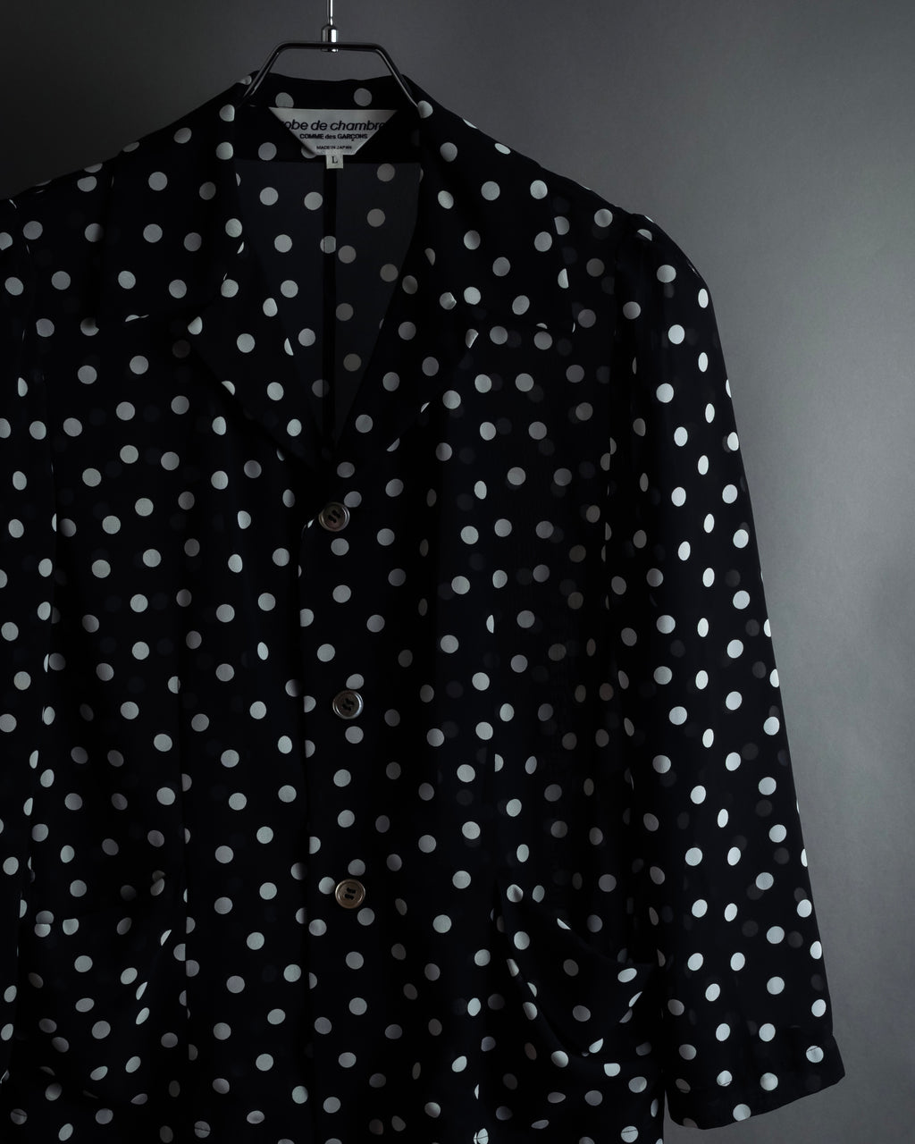 "robe de chambre COMME des GARCONS" 2002SS White dot pattern open collar shirt