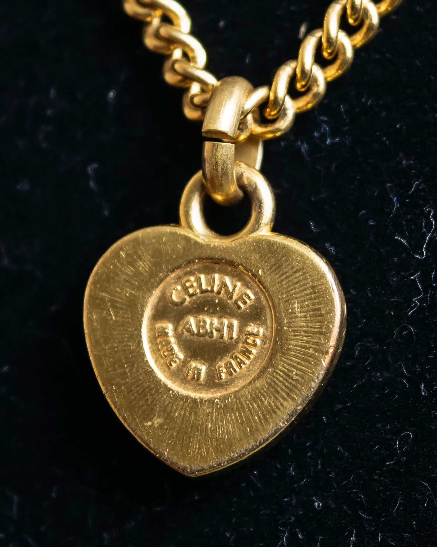 "CELINE" Heart motif logo engraved pendant