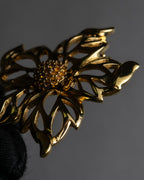"Christian Dior" Floral motif gold brooch
