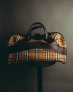 -SPECIAL- "Burberrys" 80's-90's Classic check textured leather boston bag