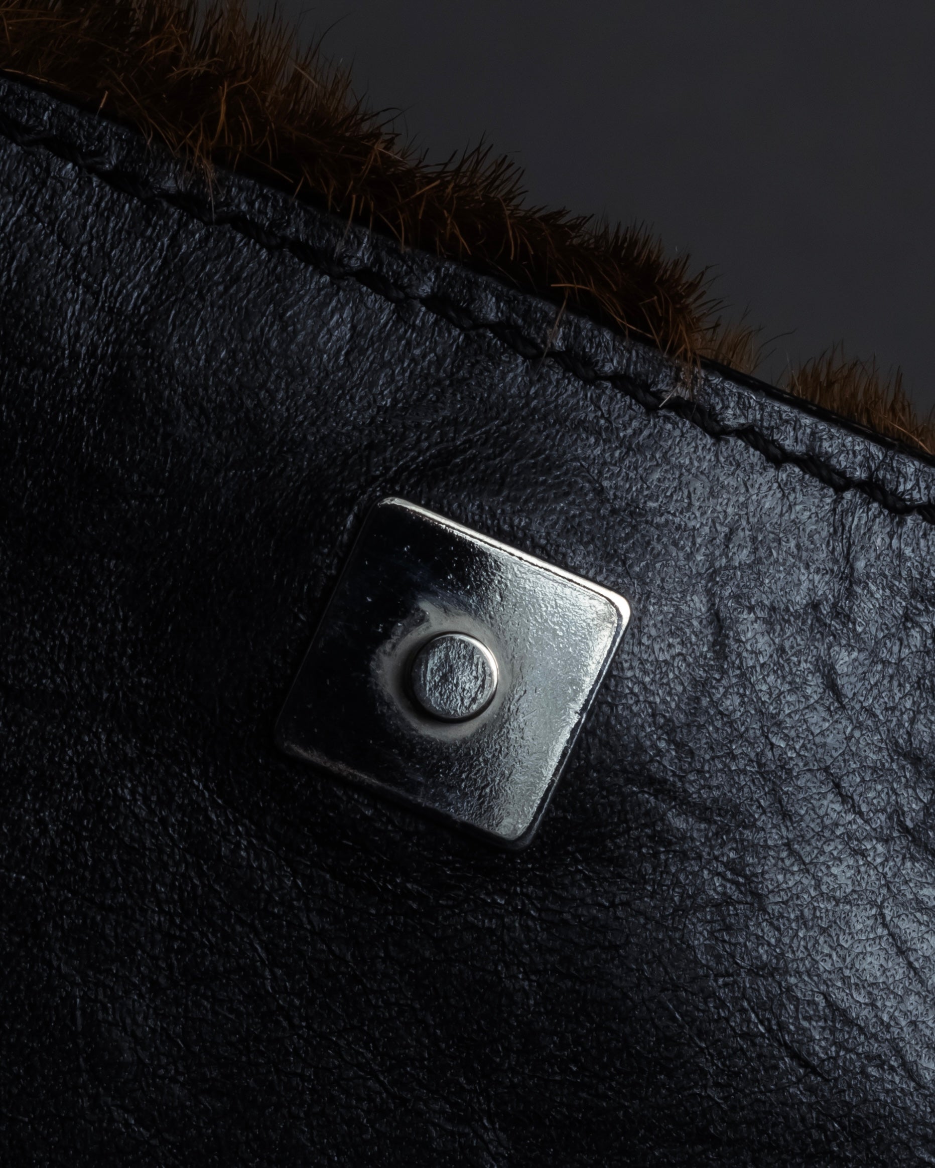 "GUCCI" Combination design hair calf leather bag