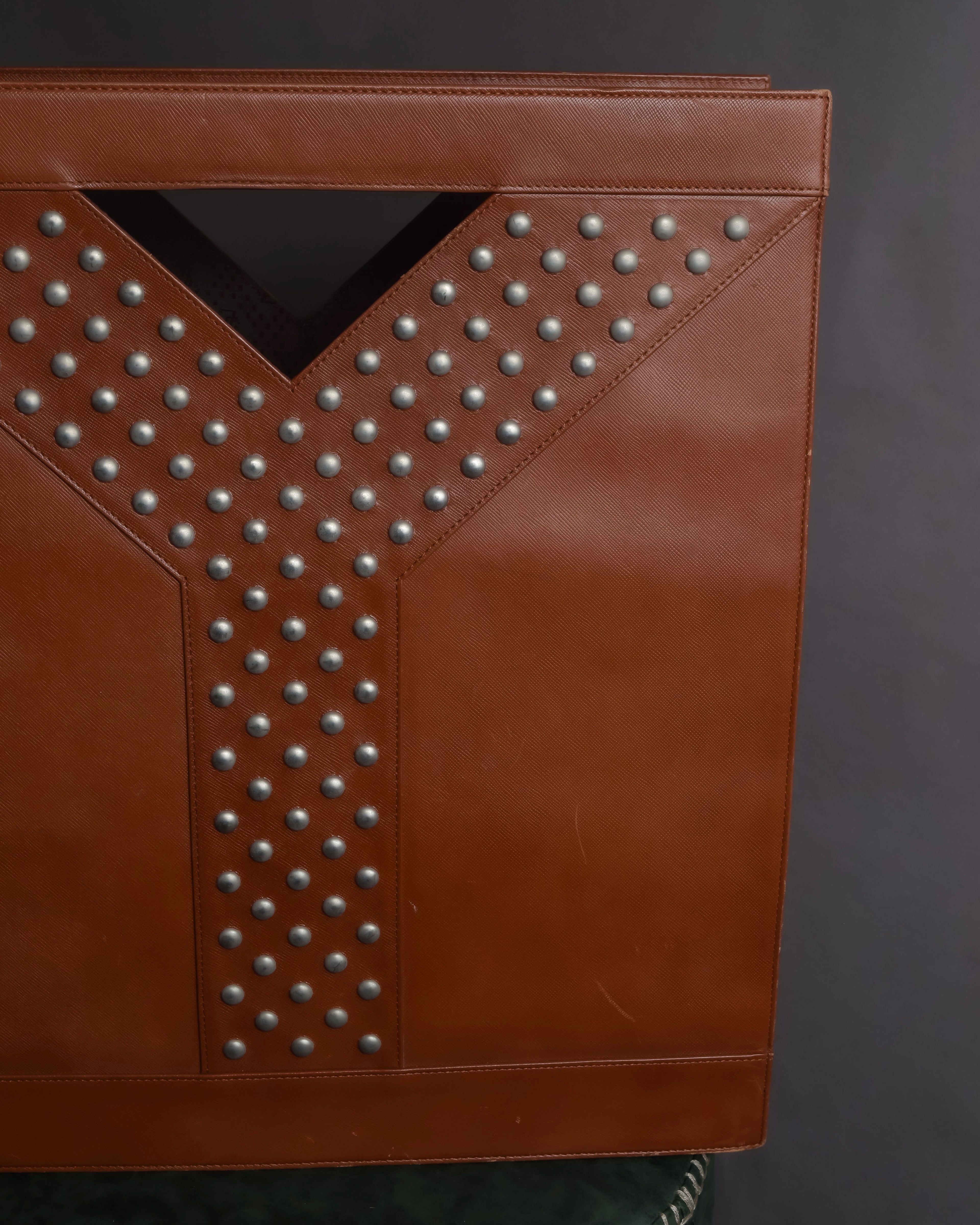 "YVES SAINT LAURENT" Studded Y design open-top leather tote bag