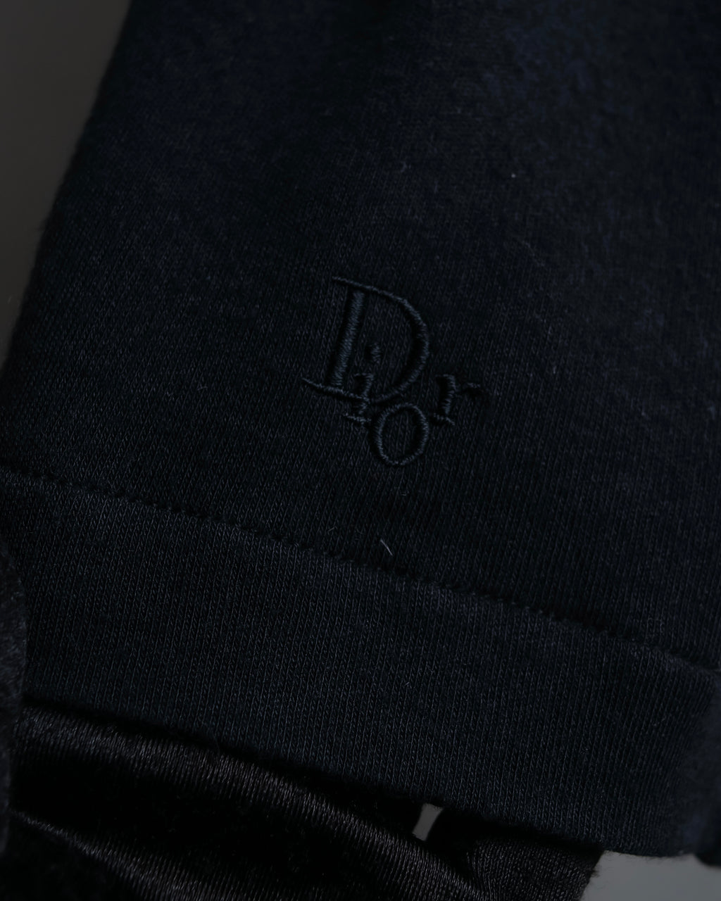 "Christian Dior" Satin ribbon waist detail hooded dress