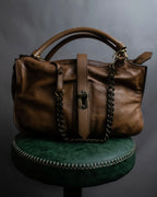 "BURBERRY" Chain design grained full grain leather shoulder bag
