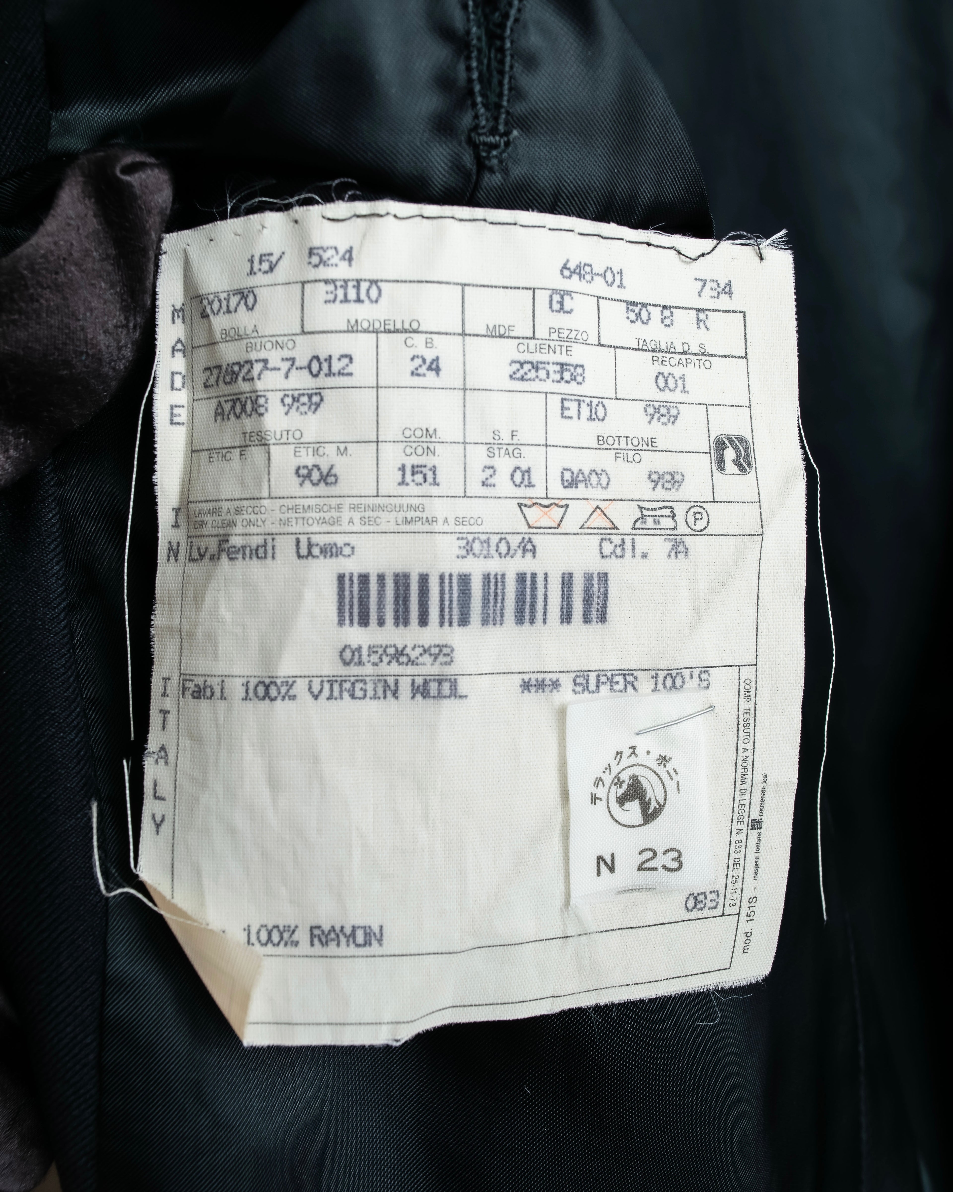 "FENDI" 3 button tailored jacket & wide tapered slacks oversized set up