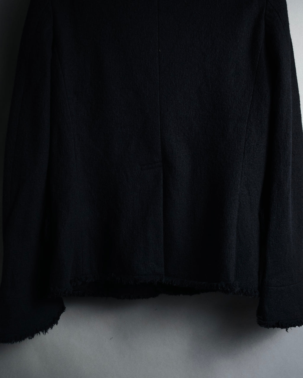 –SPECIAL– "tricot COMME des GARÇONS" 2004AW Fringed cut-off boiled wool tailored jacket