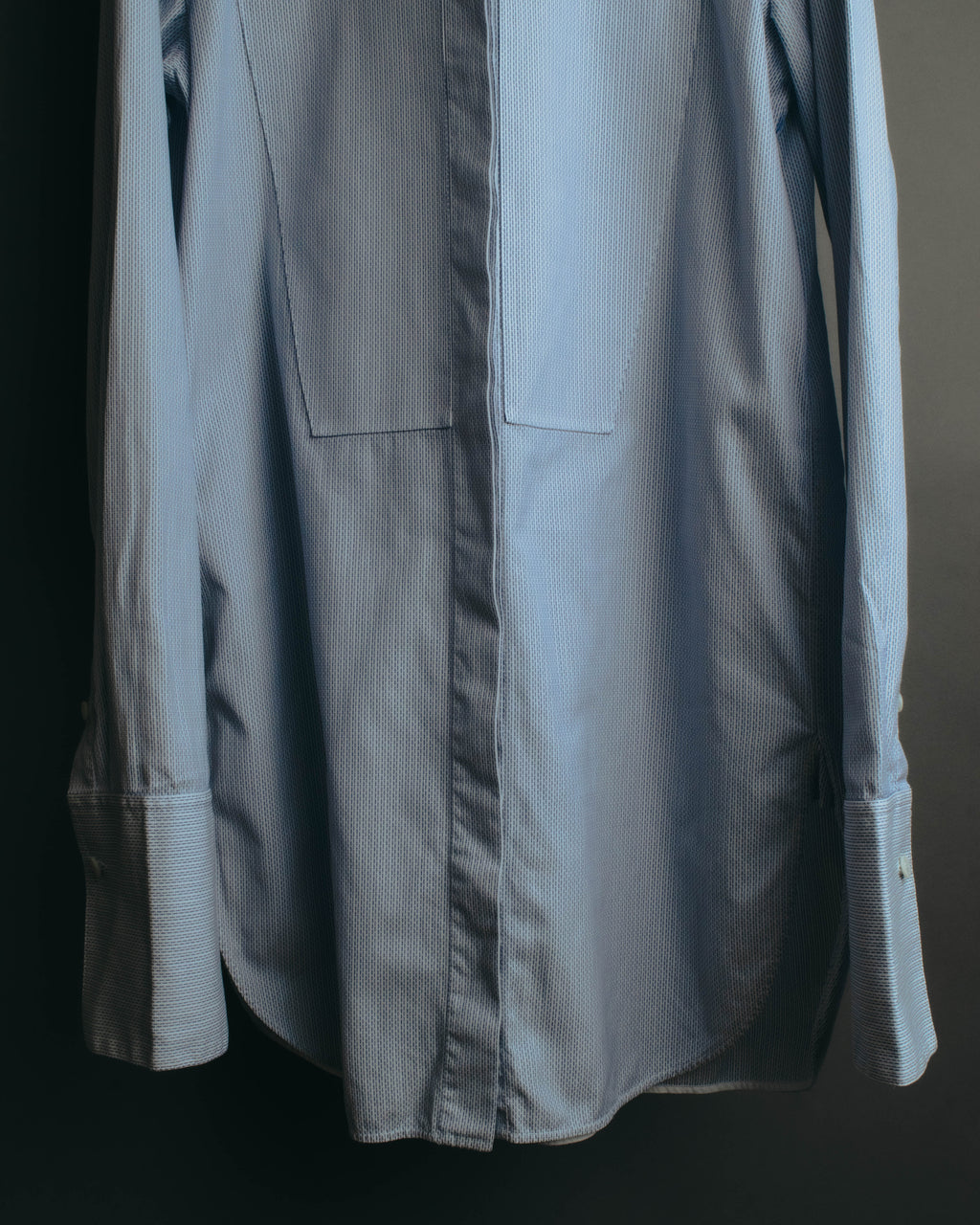 "CÉLINE" 10's Textured cotton collarless tunic shirt