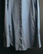 "CÉLINE" 10's Textured cotton collarless tunic shirt