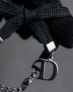 "Christian Dior" Logo design charm ribbon tie bracelet
