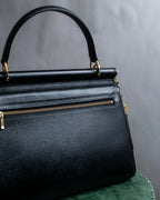 "VALENTINO" Garavani gold metal design leather hand bag