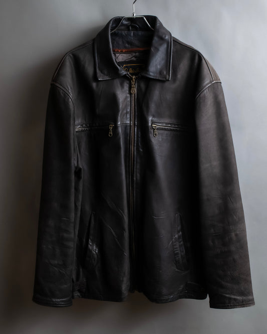 "Vintage oversized zip up leather jacket"