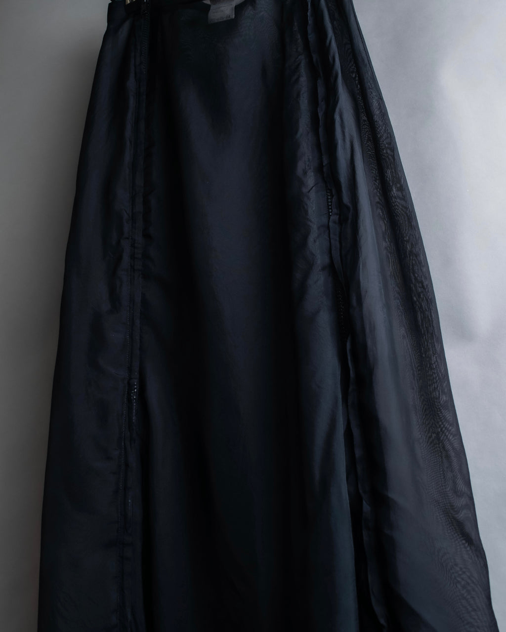 "YOHJI YAMAMOTO" 1996SS Double zipper design sheer rayon flare skirt