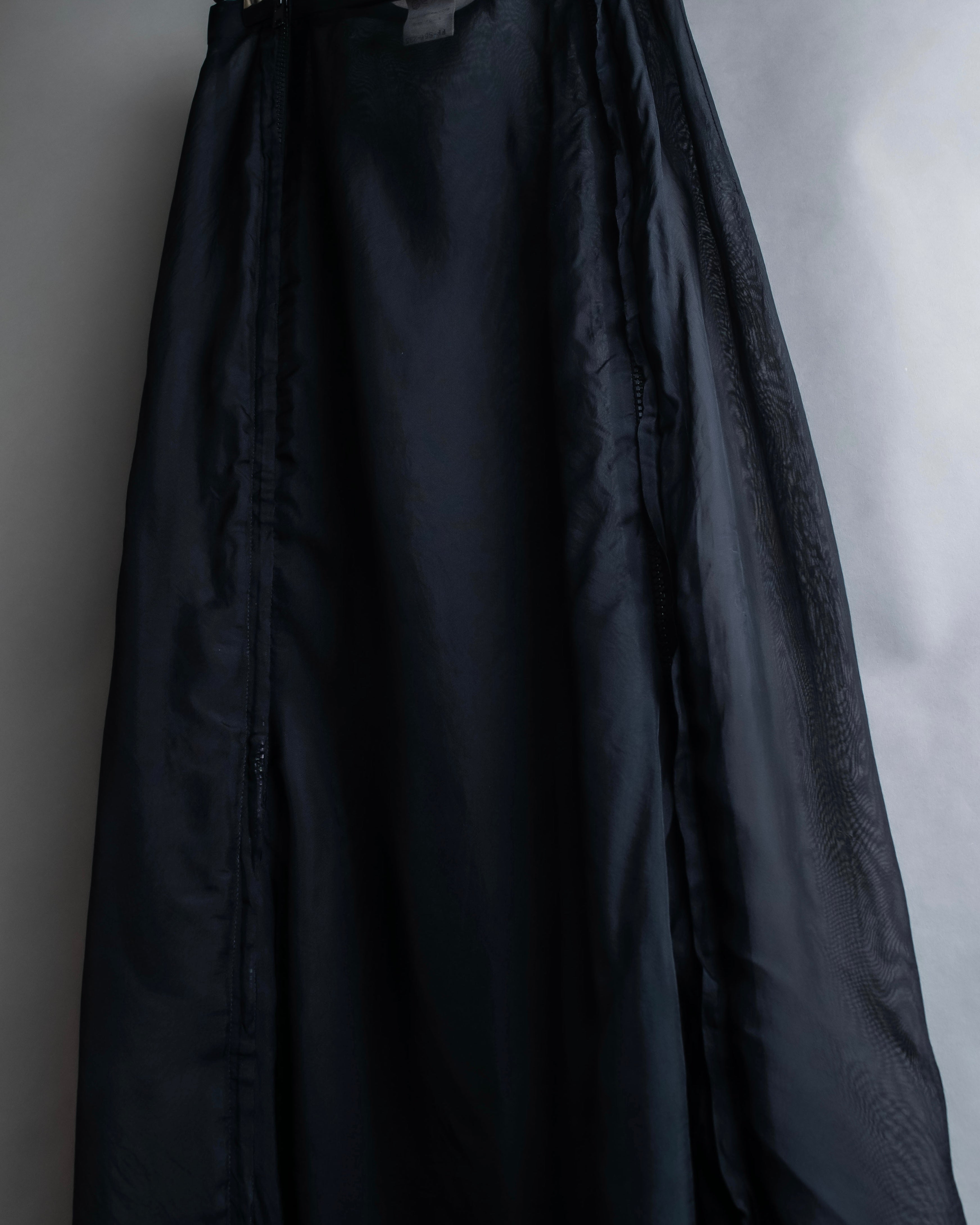 "YOHJI YAMAMOTO" 1996SS Double zipper design sheer rayon flare skirt