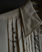 "HERMES" 90's Musical score motif front pleated shirt