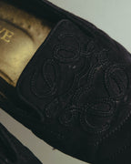 "LOEWE" 80's-00's Black suede loafer pumps
