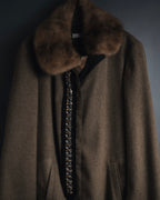 "PRADA" 90’s-00’s embellished fur-collar stretch tech coat